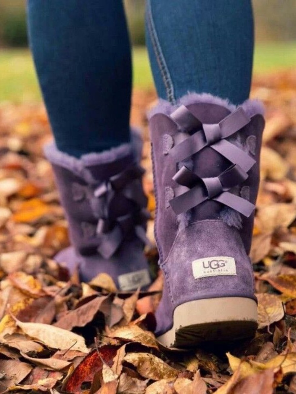 UGG Women's Bailey Bow Suede Boots Deep Bordeaux/ Purple Sz 7